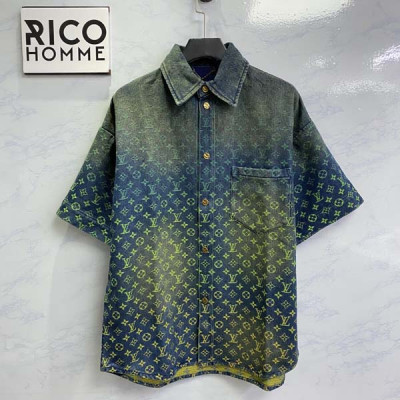루이B통 레인보우 모노그램 쇼트 슬리브드 데님 셔츠 (1:1 HIGH PREMIUM)