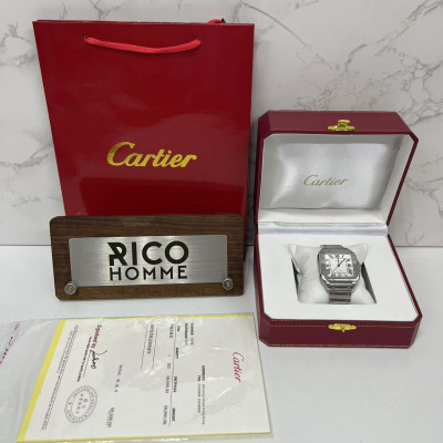 까르*에 산토스 스틸 라지 [변*석 착용] 47.5mm×39.8mm 1:1 최상급 (싱크 98.6%)