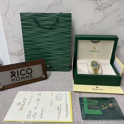 롤*스 데이데이트 녹판 바게트다이아 금통 36mm 1:1 최상급 (싱크 99.8%)