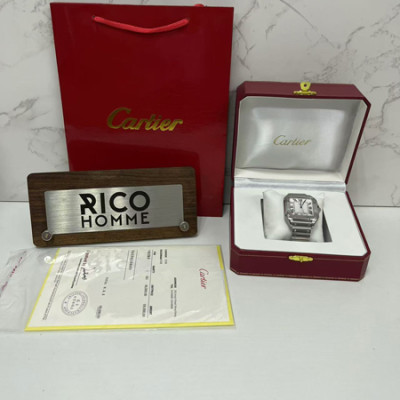 까르*에 산토스 스틸 라지 [변*석 착용] 47.5mm×39.8mm 1:1 최상급 (싱크 98.6%)