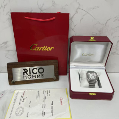 까르*에 산토스 스틸 라지 [변*석 착용] 47.5mm×39.8mm 1:1 최상급 (싱크 98.6%)