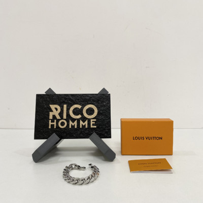 루이B통 버질 모노그램 실버 쿠반 체인링크 팔찌