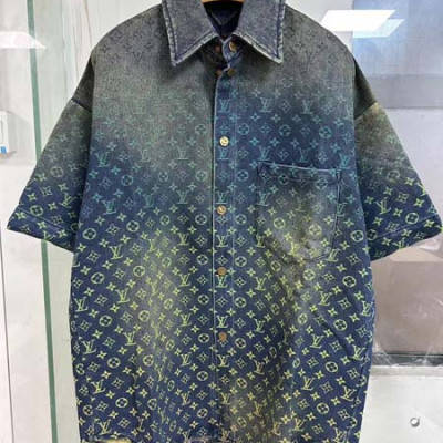 루이B통 레인보우 모노그램 쇼트 슬리브드 데님 셔츠 (1:1 HIGH PREMIUM)