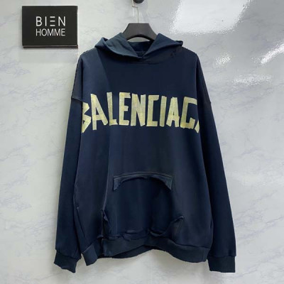 발렌시A가 테이프 로고 오버핏 워시드 후드티셔츠 (1:1 HIGH PREMIUM)