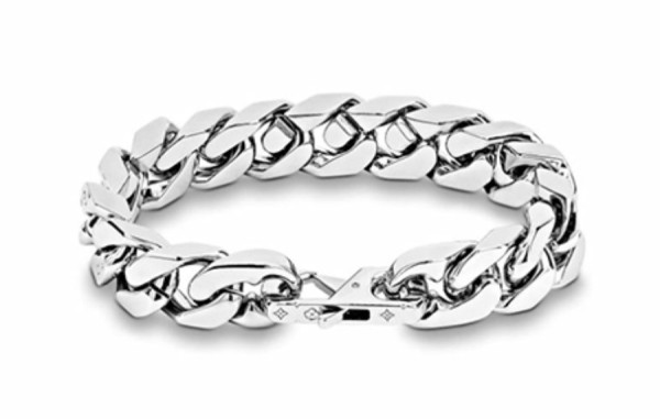 루이B통 버질 모노그램 실버 쿠반 체인링크 팔찌