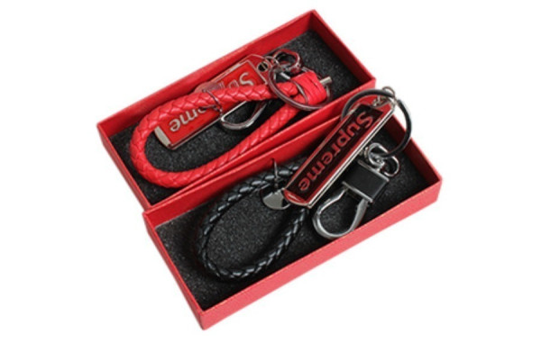 슈프림 메탈 가죽고리 키링 (2color)