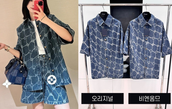 루이B통 모노그램 프린트 데님 셔츠 & 쇼트 팬츠 (1:1 HIGH PREMIUM)