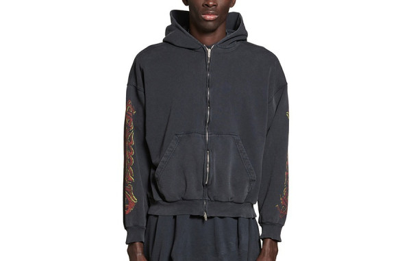 발렌시A가 오프쇼어 페이드 블랙 집업 후드티셔츠 (PREMIUM)