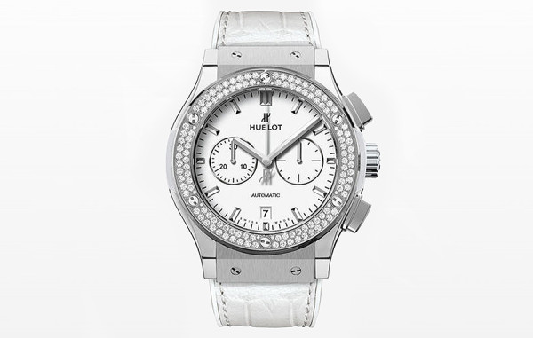 H*BLOT 클래식퓨전 크로노그래프 티타늄 파베 화이트 가죽스트랩 42mm 1:1 최상급 (싱크 98.6%)