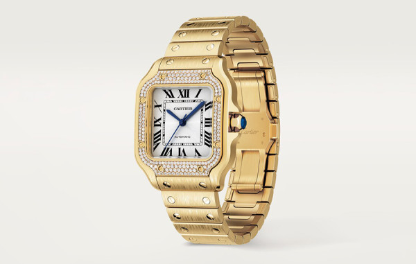 까르*에 산토스 옐로우골드 다이아 미디움 41.9mm×35.1mm 1:1 최상급 (싱크 98.6%)