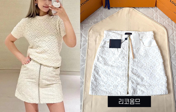 루이B통 우먼 모노그램 필 쿠페 데님 미니 스커트 (1:1 HIGH PREMIUM)