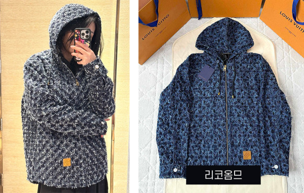 루이B통 빈티지 플라워 데님 트위드 후드 집업 & 팬츠 (1:1 HIGH PREMIUM)