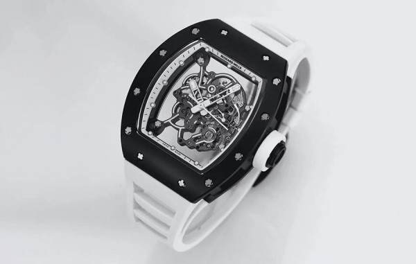 리차*밀 RM055 부바왓슨 블랙세라믹(화이트) 화이트 러버밴드 42.7mm×50mm 1:1 최상급 (싱크 99.8%)