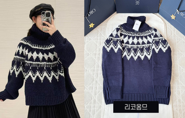 D올 다이아몬드 터틀넥 울 니트 스웨터 (1:1 HIGH PREMIUM)