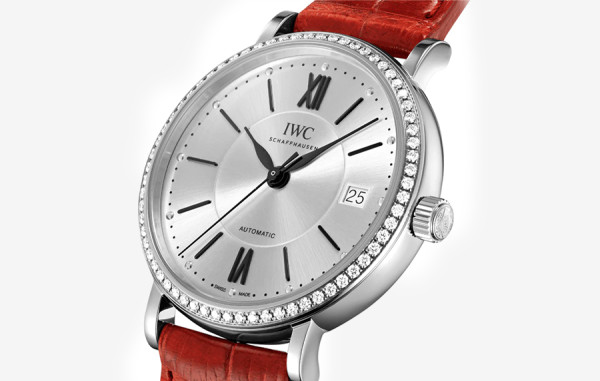 IW* 포르토피노 미드사이즈 오토매틱 실버다이얼 다이아 베젤 레드 레더스트랩 37mm 1:1 최상급 (싱크 97.6%)