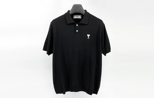 A미 스몰하트 카라 니트 반팔 티셔츠 (2color)