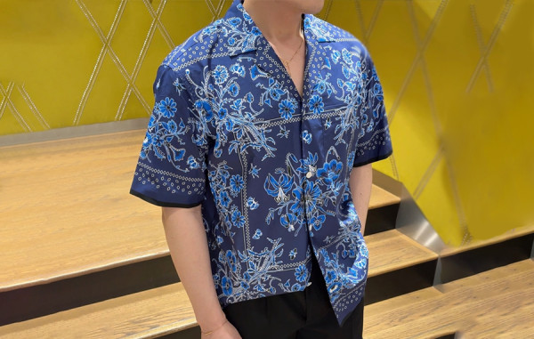 9찌 플로럴 트윌 볼링 반팔 셔츠 & 쇼츠 팬츠 (PREMIUM)