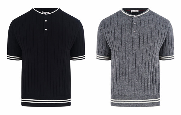 Brunello Cucinell* 헨리넥 케이블 니트 반팔 티셔츠 (PREMIUM)