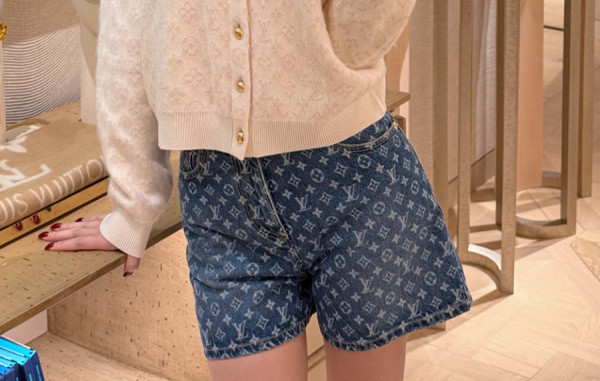 루이B통 모노그램 데님 쇼츠 팬츠 (PREMIUM)